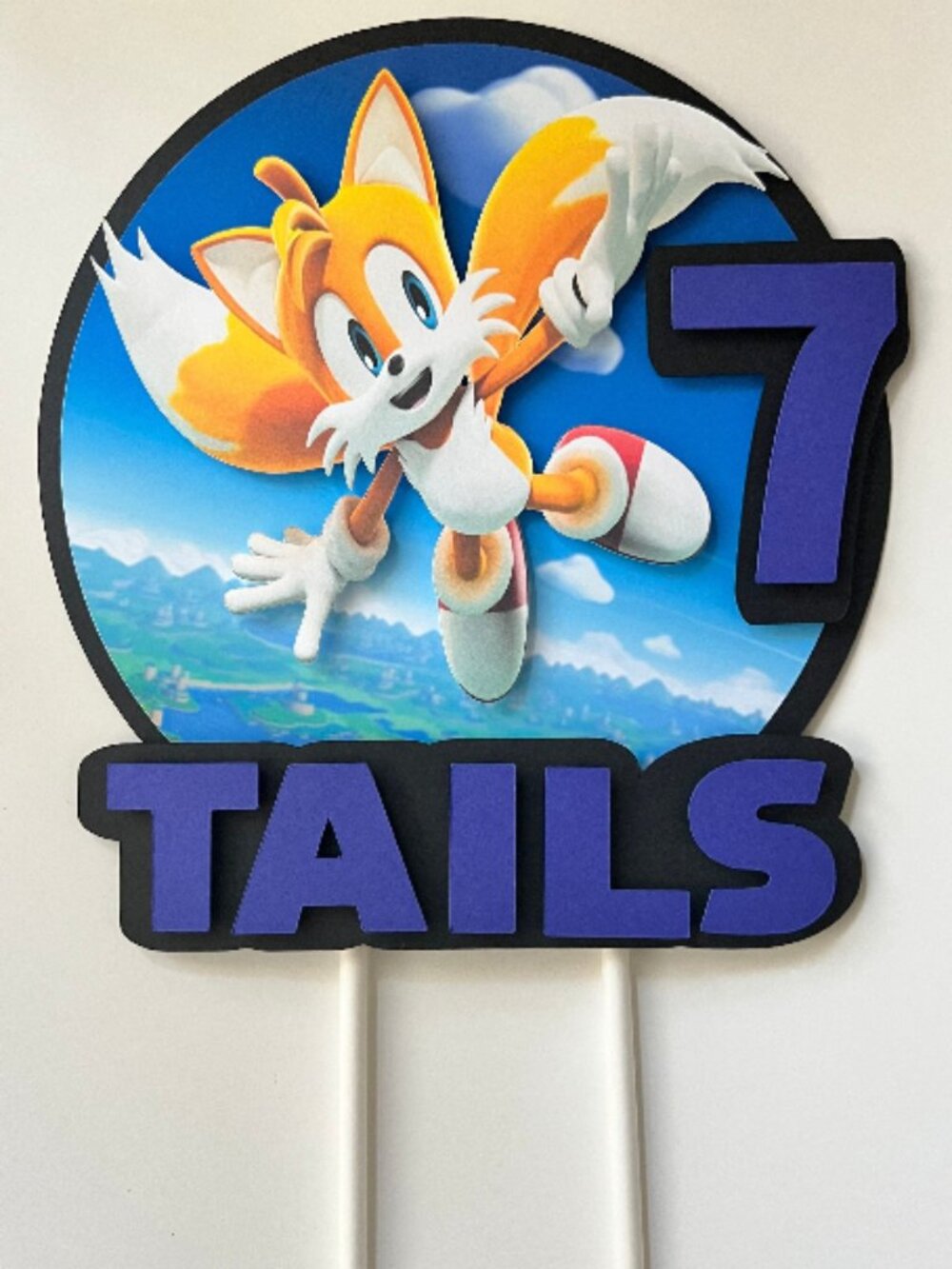 Tails from Sonic the Hedgehog Theme Customizable Cake Topper